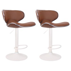 Juego de 2 taburetes de bar Las Vegas V2 en piel sintética blanca
