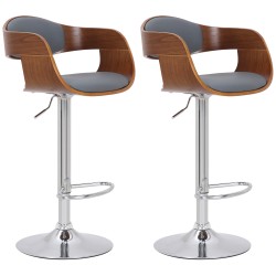Juego de 2 taburetes de bar Kingston C en piel sintética