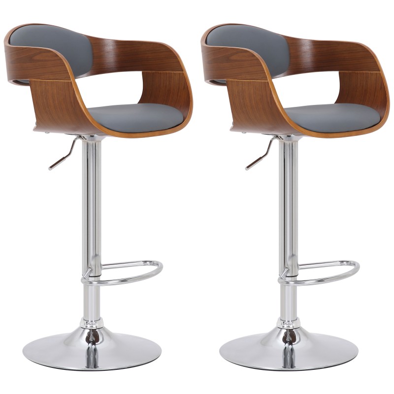 Juego de 2 taburetes de bar Kingston C en piel sintética