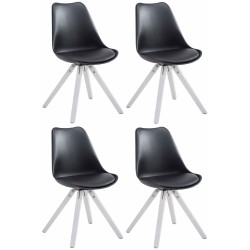 Juego de 4 sillas cuadradas Toulouse en piel sintética blanca