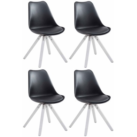 Juego de 4 sillas cuadradas Toulouse en piel sintética blanca