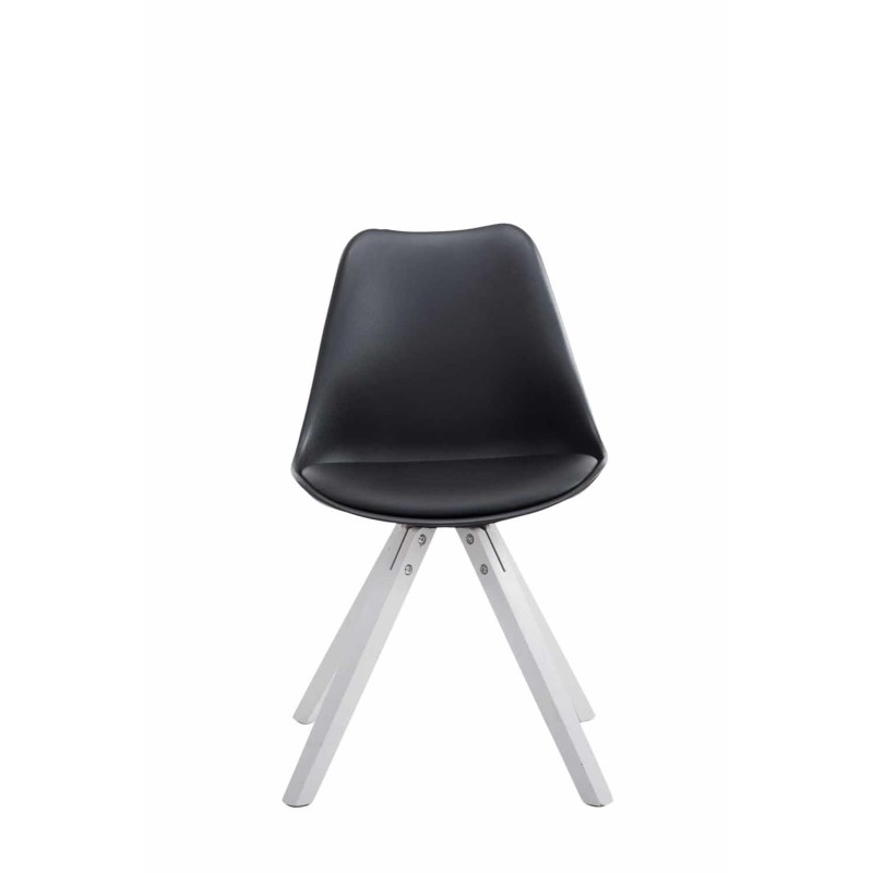 Juego de 4 sillas cuadradas Toulouse en piel sintética blanca