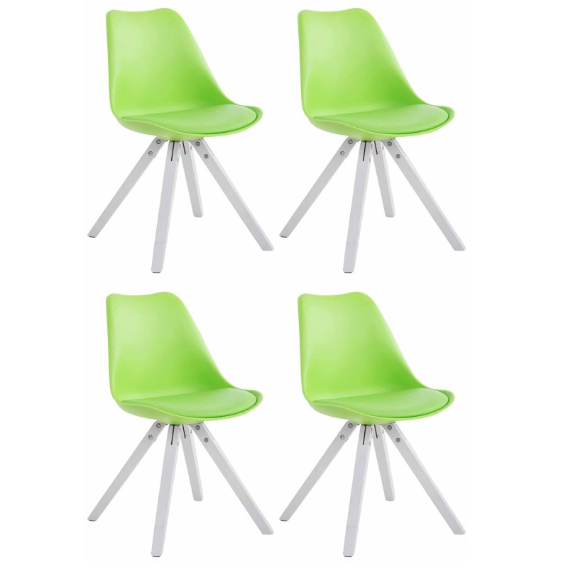 Juego de 4 sillas cuadradas Toulouse en piel sintética blanca