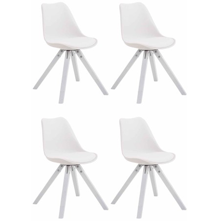 Juego de 4 sillas cuadradas Toulouse en piel sintética blanca