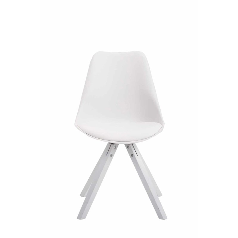 Juego de 4 sillas cuadradas Toulouse en piel sintética blanca