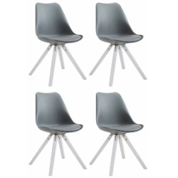 Juego de 4 sillas cuadradas Toulouse en piel sintética blanca