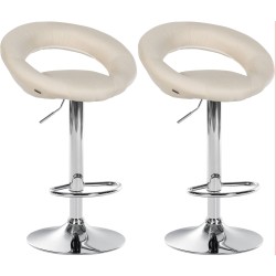 Juego de 2 taburetes de bar Olinda en tela cromada