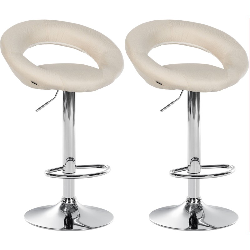 Juego de 2 taburetes de bar Olinda en tela cromada