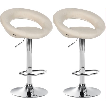 Juego de 2 taburetes de bar Olinda en tela cromada