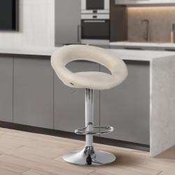 Juego de 2 taburetes de bar Olinda en tela cromada