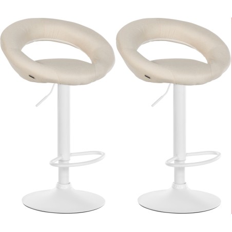 Juego de 2 taburetes de bar Olinda, tapizados en tela blanca