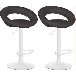 Juego de 2 taburetes de bar Olinda, tapizados en tela blanca