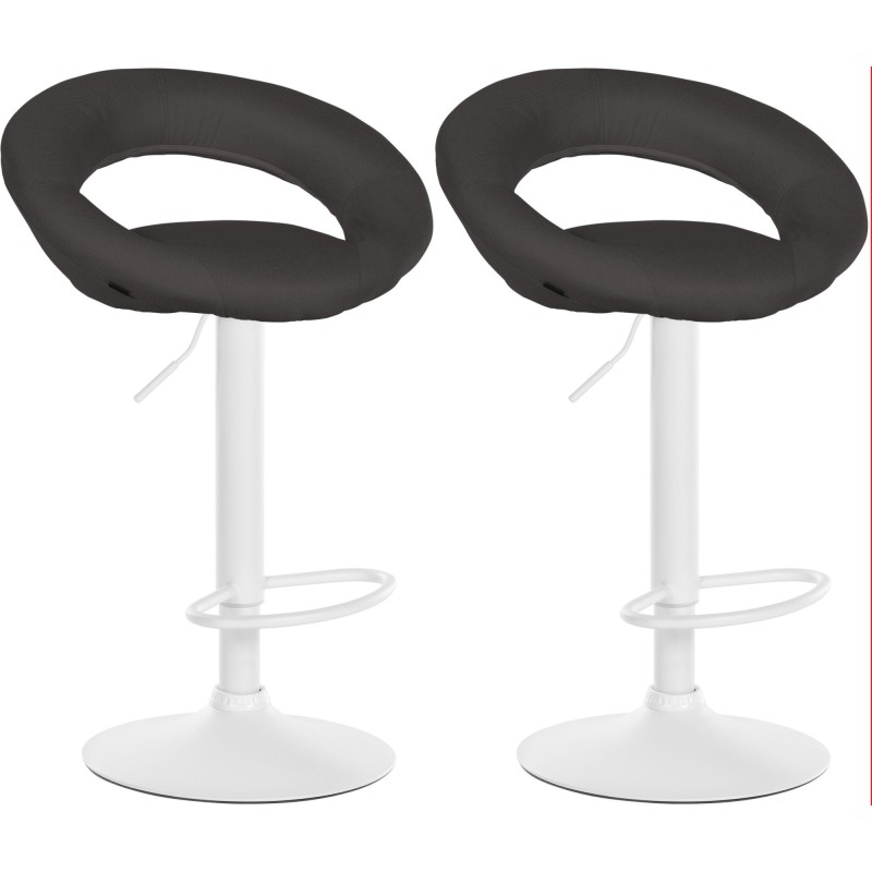 Juego de 2 taburetes de bar Olinda, tapizados en tela blanca