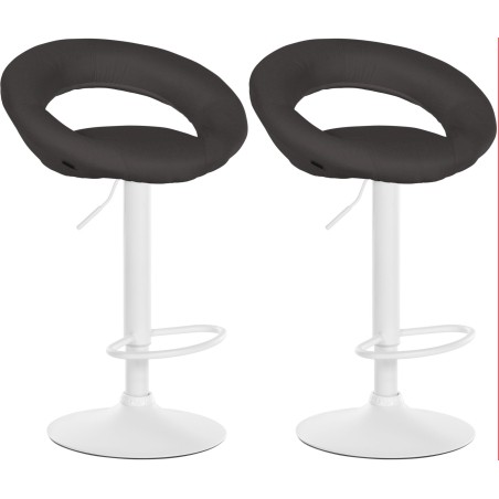 Juego de 2 taburetes de bar Olinda, tapizados en tela blanca