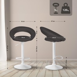 Juego de 2 taburetes de bar Olinda, tapizados en tela blanca