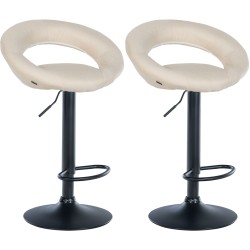 Juego de 2 taburetes de bar Olinda, tapizados en tela, negros