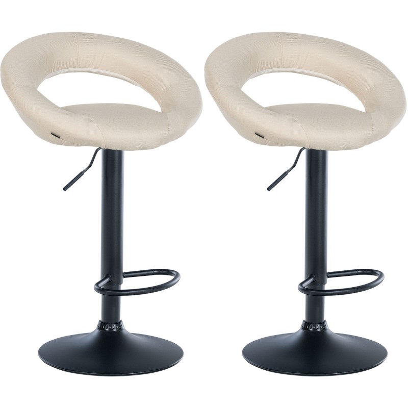 Juego de 2 taburetes de bar Olinda, tapizados en tela, negros