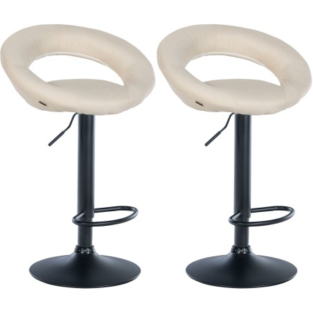 Juego de 2 taburetes de bar Olinda, tapizados en tela, negros
