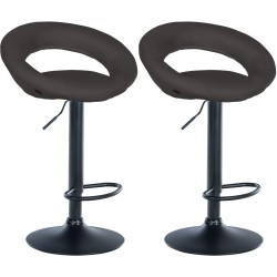 Juego de 2 taburetes de bar Olinda, tapizados en tela, negros