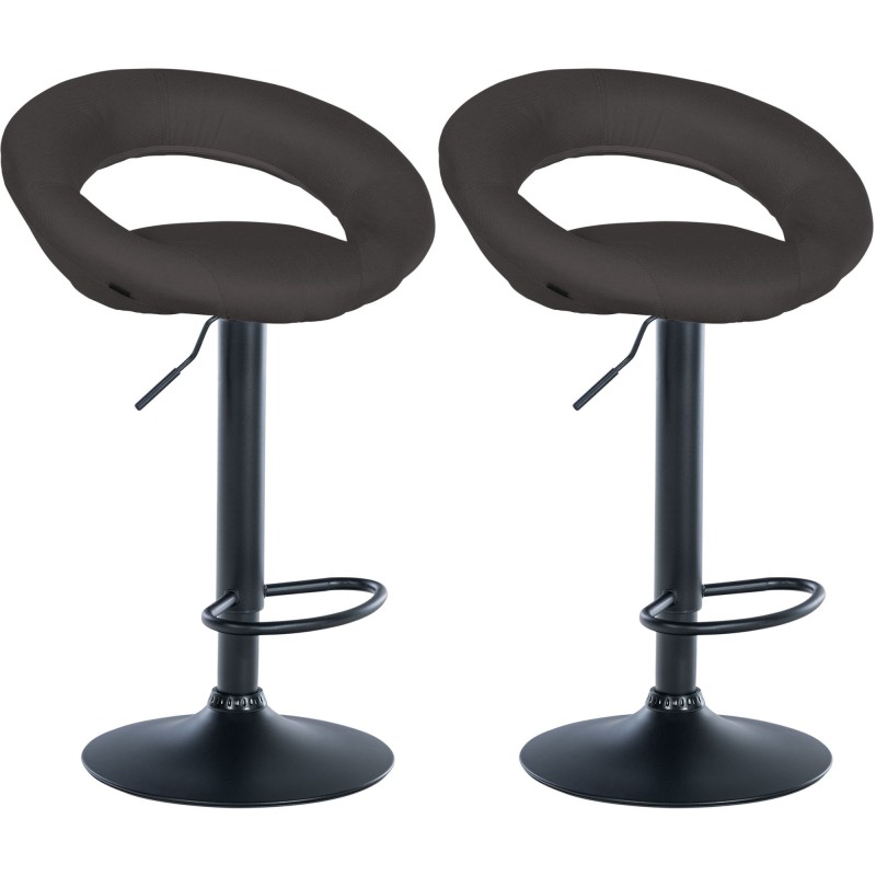 Juego de 2 taburetes de bar Olinda, tapizados en tela, negros