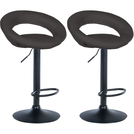 Juego de 2 taburetes de bar Olinda, tapizados en tela, negros