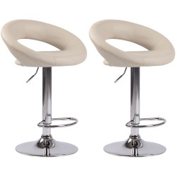 Juego de 2 taburetes de bar Olinda, imitación de cuero, acabado cromado