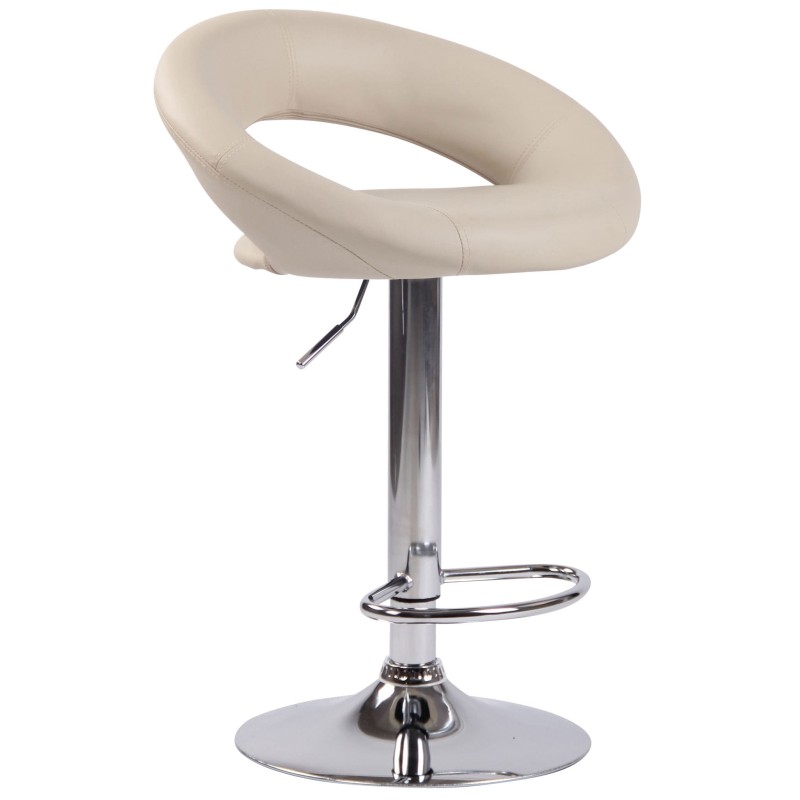 Juego de 2 taburetes de bar Olinda, imitación de cuero, acabado cromado