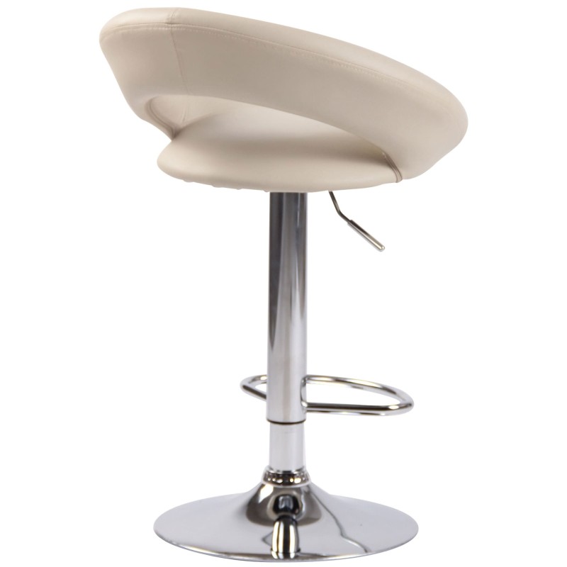 Juego de 2 taburetes de bar Olinda, imitación de cuero, acabado cromado
