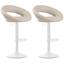 Juego de 2 taburetes de bar Olinda, imitación piel, blancos