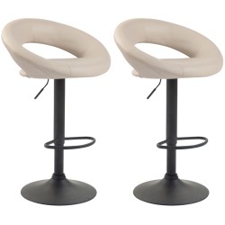 Juego de 2 taburetes de bar Olinda, piel sintética, negros