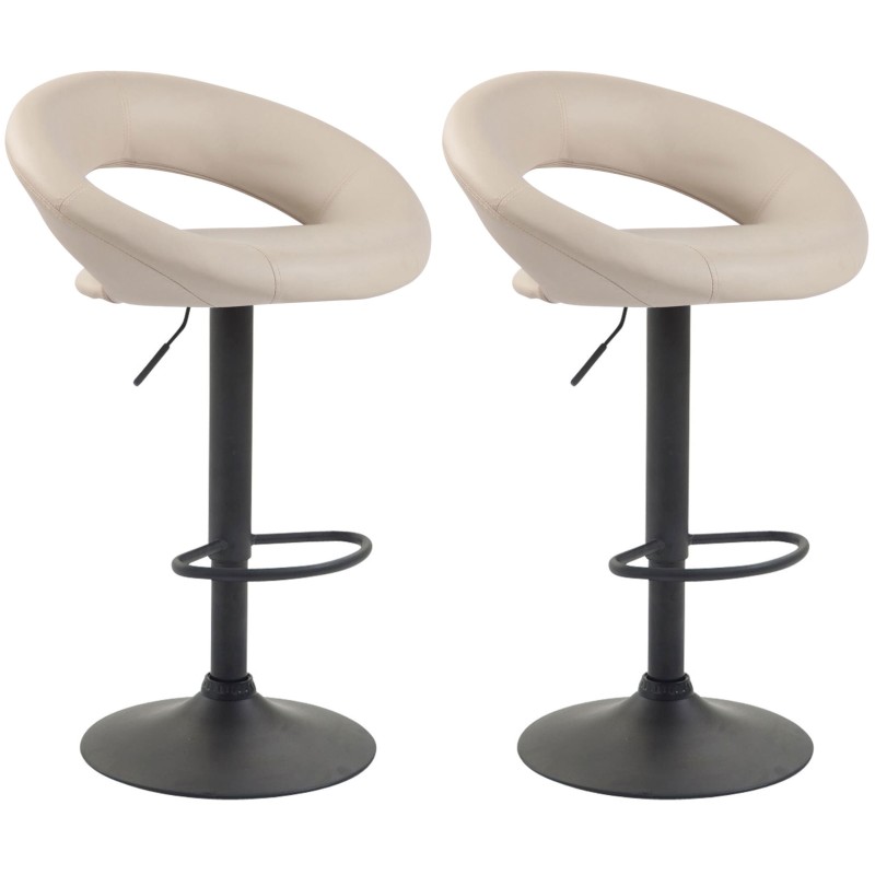 Juego de 2 taburetes de bar Olinda, piel sintética, negros