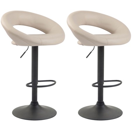 Juego de 2 taburetes de bar Olinda, piel sintética, negros