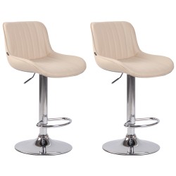 Juego de 2 taburetes de bar Lentini, imitación de cuero, acabado cromado