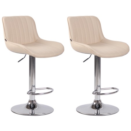 Juego de 2 taburetes de bar Lentini, imitación de cuero, acabado cromado