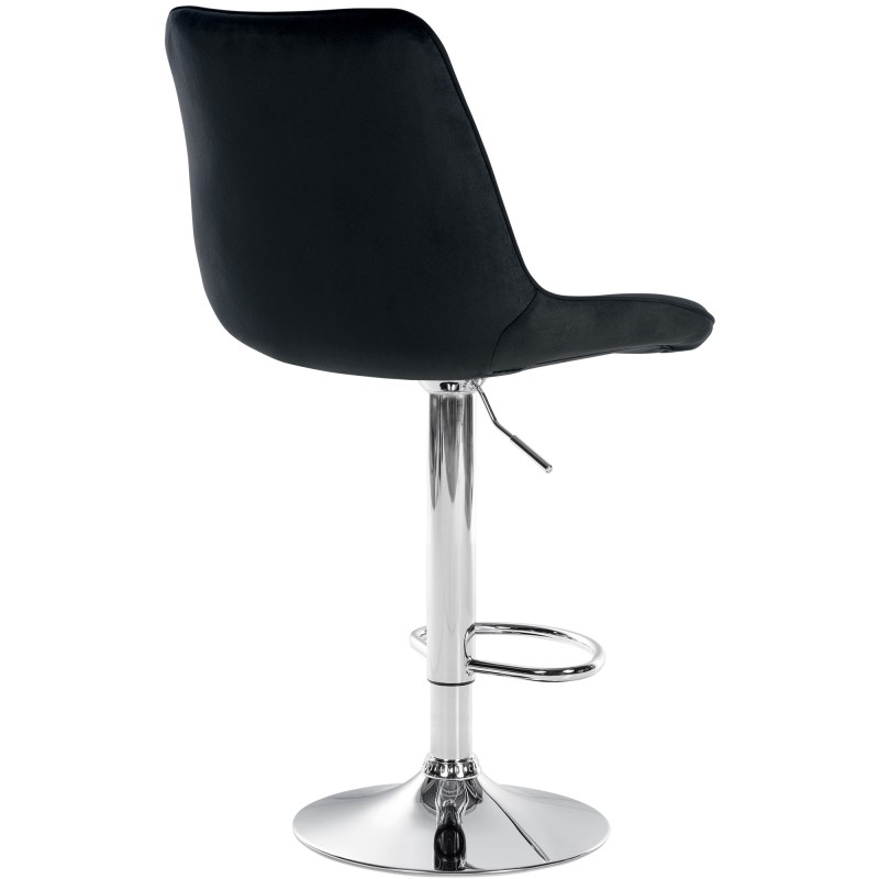Taburete de bar Toni en terciopelo cromado