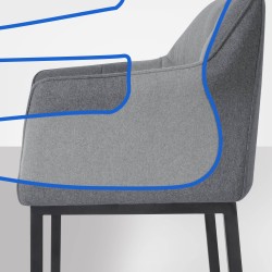 Taburete de bar Damaso B de fieltro con base de 4 patas