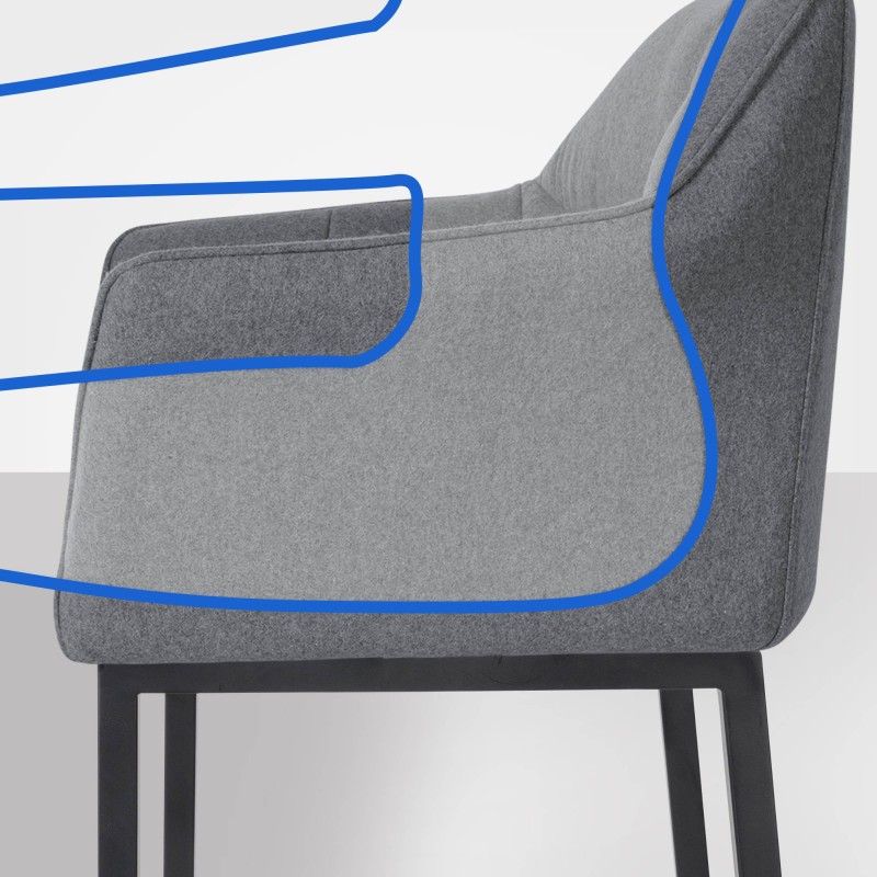 Taburete de bar Damaso B de fieltro con base de 4 patas