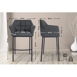 Taburete de bar Damaso B de fieltro con base de 4 patas