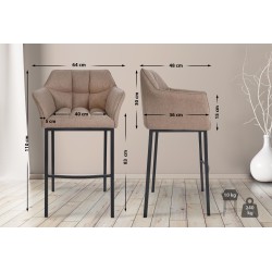 Taburete de bar Damaso B de fieltro con base de 4 patas