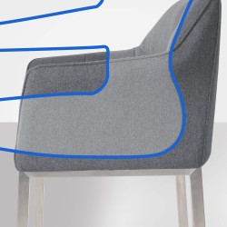 Taburete de bar Damaso E de fieltro con base de 4 patas