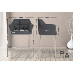 Taburete de bar Damaso E de fieltro con base de 4 patas