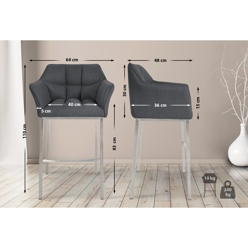 Taburete de bar Damaso E de fieltro con base de 4 patas