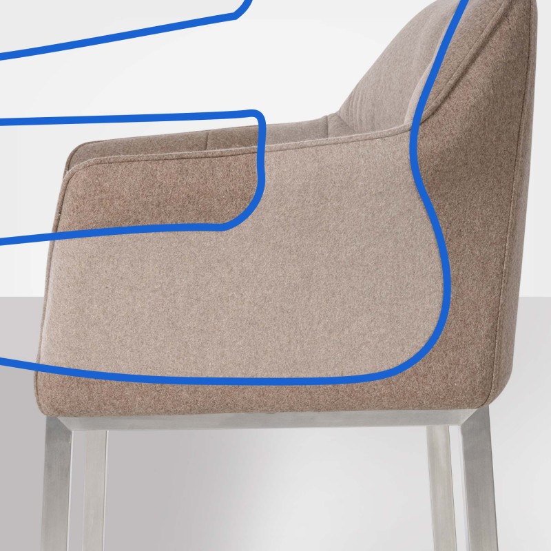 Taburete de bar Damaso E de fieltro con base de 4 patas