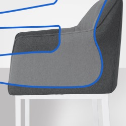 Taburete de bar Damaso W de fieltro con base de 4 patas