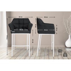 Taburete de bar Damaso W de fieltro con base de 4 patas