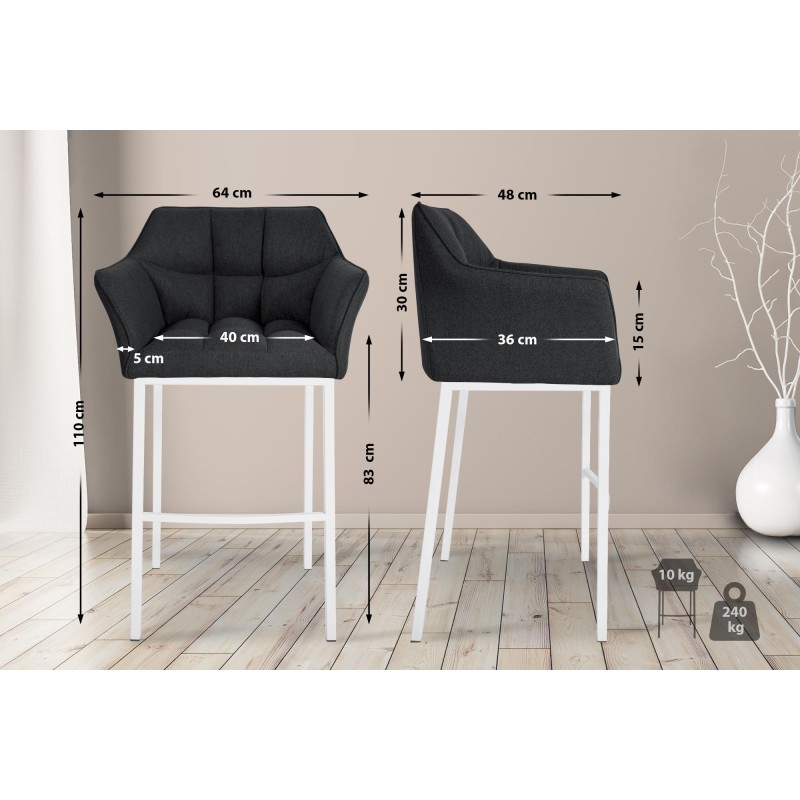 Taburete de bar Damaso W de fieltro con base de 4 patas