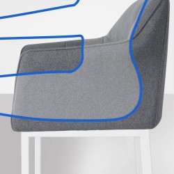 Taburete de bar Damaso W de fieltro con base de 4 patas