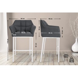 Taburete de bar Damaso W de fieltro con base de 4 patas