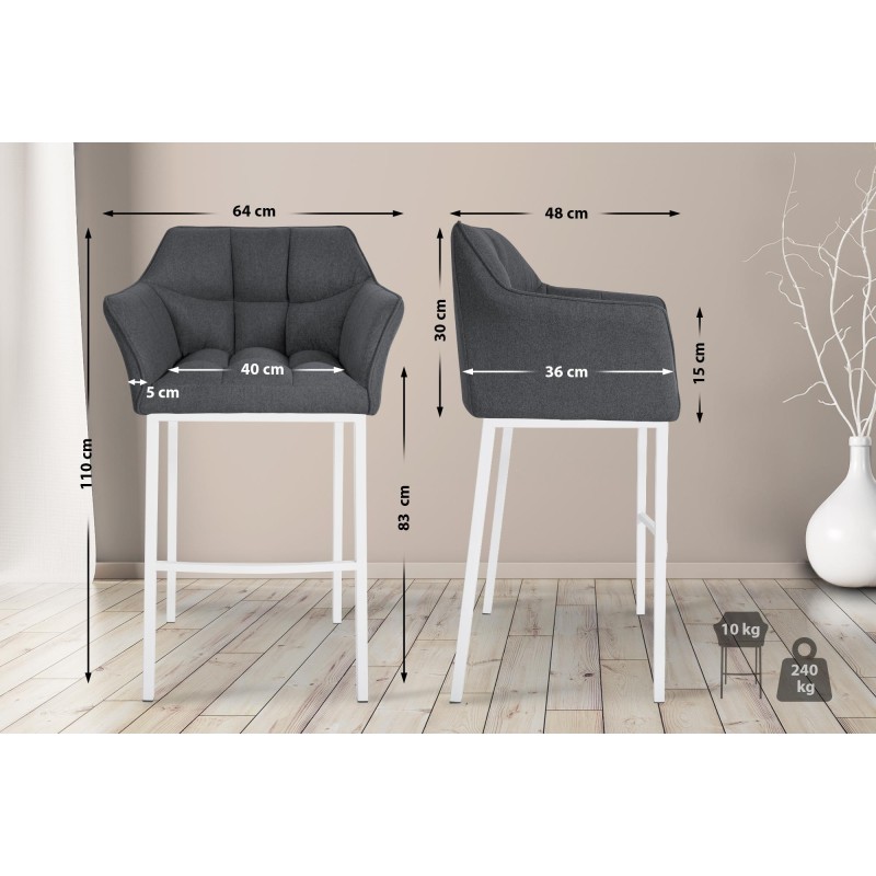 Taburete de bar Damaso W de fieltro con base de 4 patas