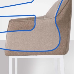 Taburete de bar Damaso W de fieltro con base de 4 patas